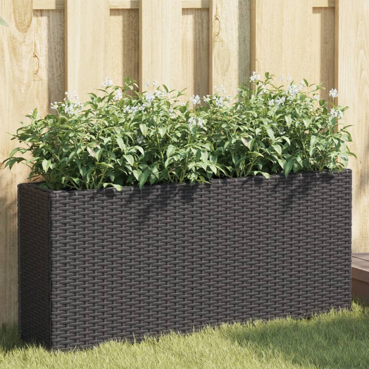 plantekasser 2 stk. med 2 potter 90x20x40 cm polyrattan sort