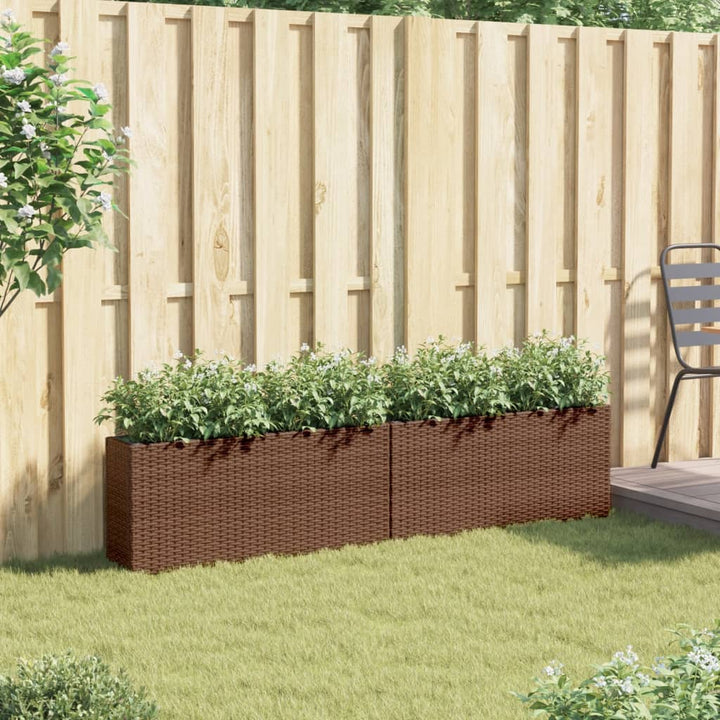 plantekasser 2 stk. med 2 potter 90x20x40 cm polyrattan brun