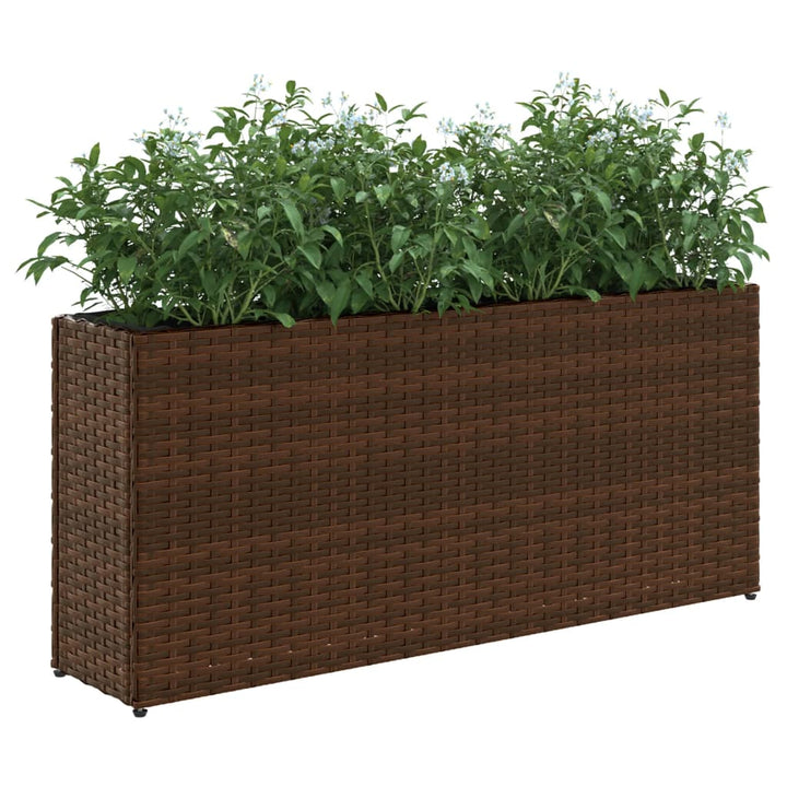 plantekasser 2 stk. med 2 potter 90x20x40 cm polyrattan brun