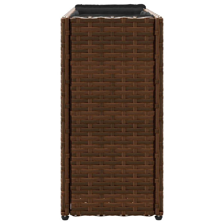 plantekasser 2 stk. med 2 potter 90x20x40 cm polyrattan brun