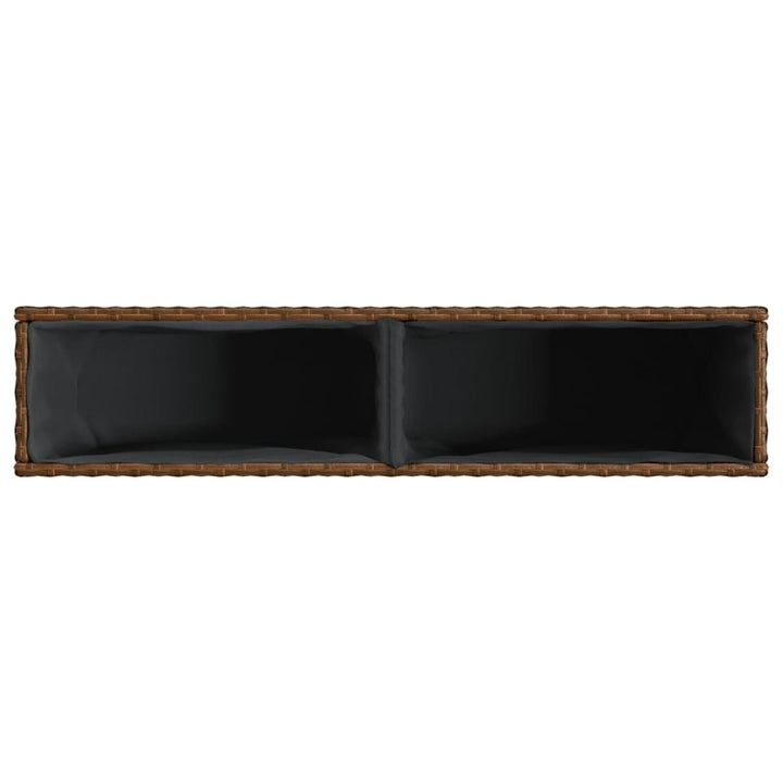 plantekasser 2 stk. med 2 potter 90x20x40 cm polyrattan brun