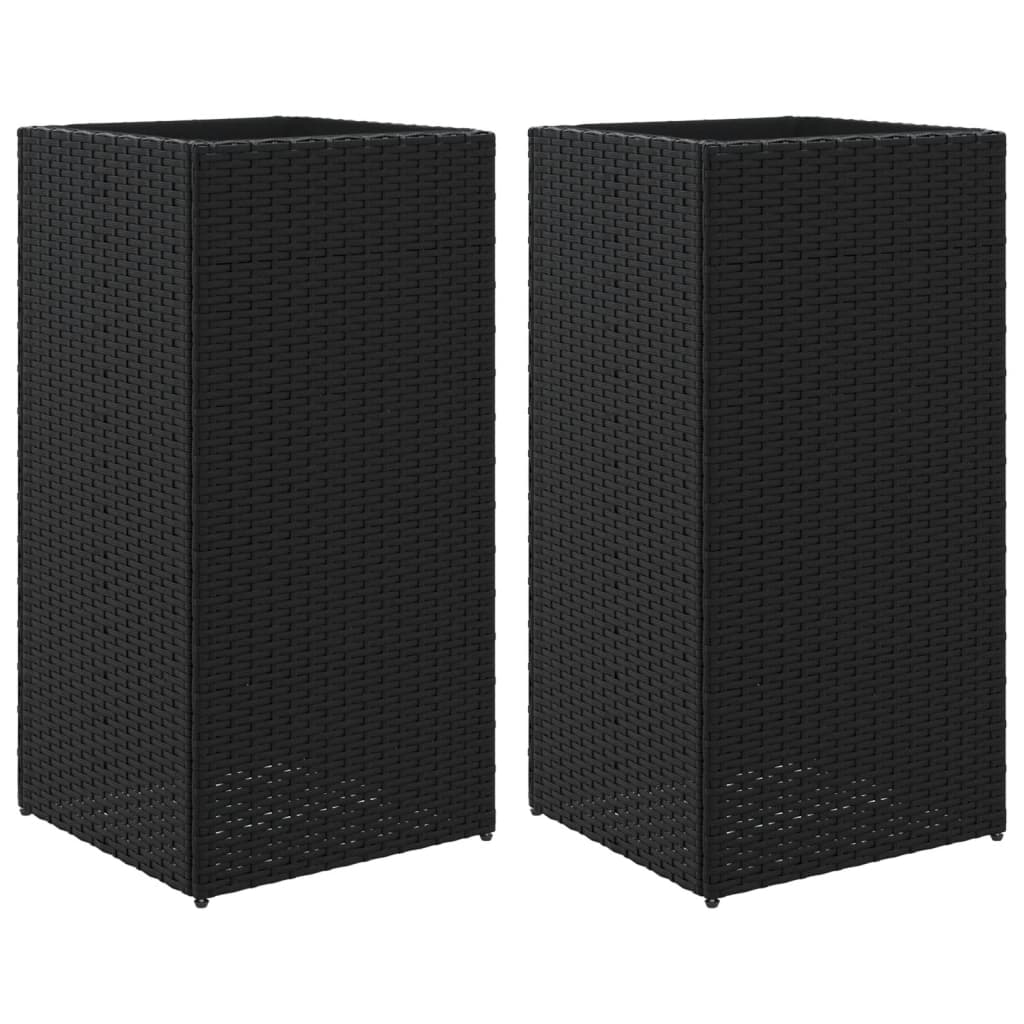 plantekasser 2 stk. 40x40x60 cm polyrattan sort