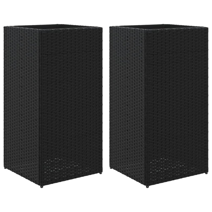 plantekasser 2 stk. 40x40x60 cm polyrattan sort