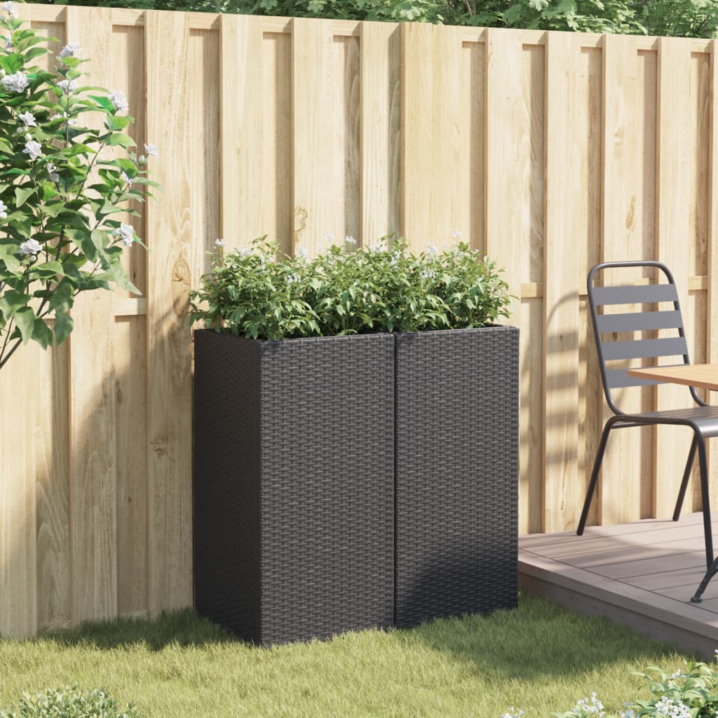 plantekasser 2 stk. 40x40x60 cm polyrattan sort