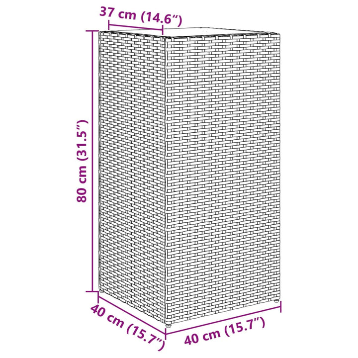 plantekasser 2 stk. 40x40x60 cm polyrattan sort