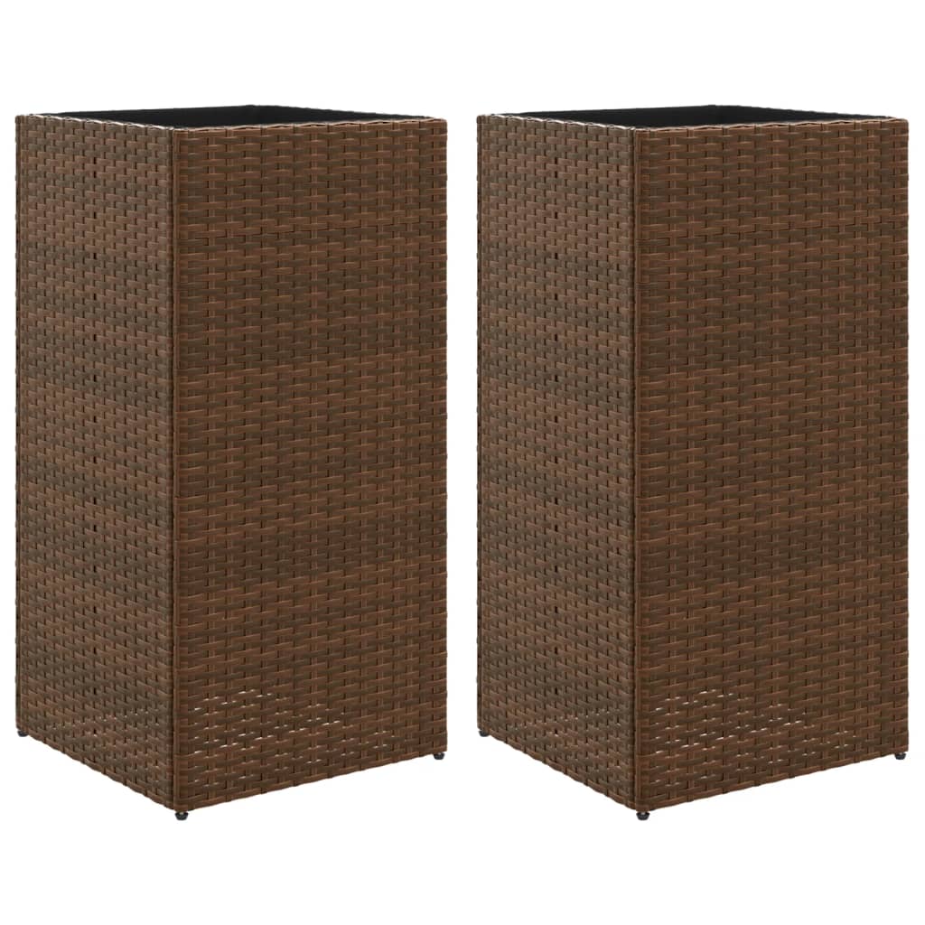 plantekasser 2 stk. 40x40x80 cm polyrattan brun