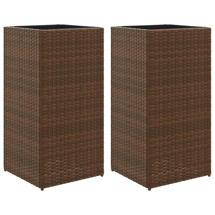 plantekasser 2 stk. 40x40x80 cm polyrattan brun