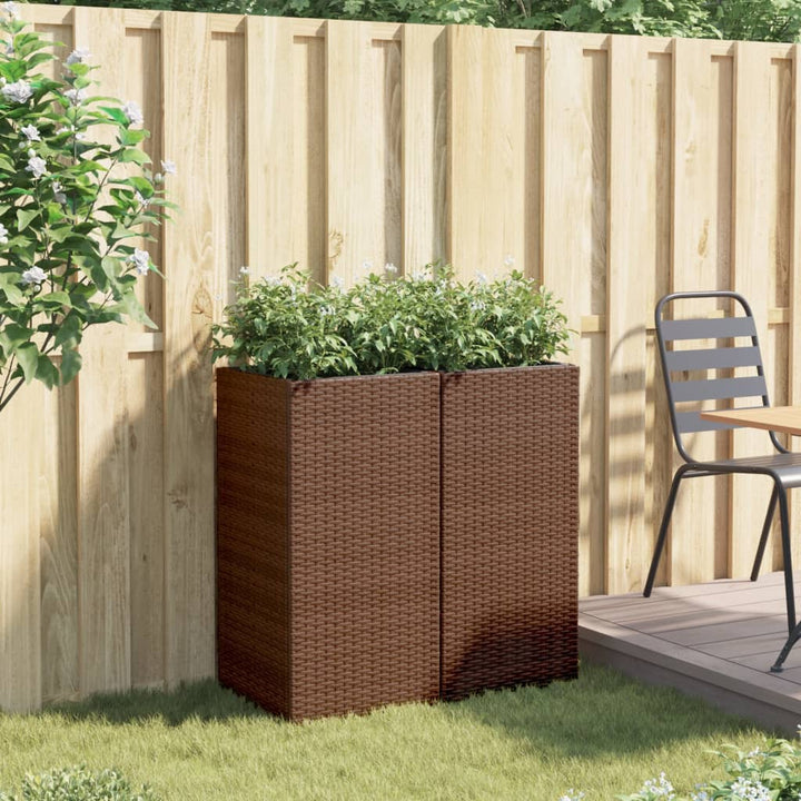 plantekasser 2 stk. 40x40x80 cm polyrattan brun