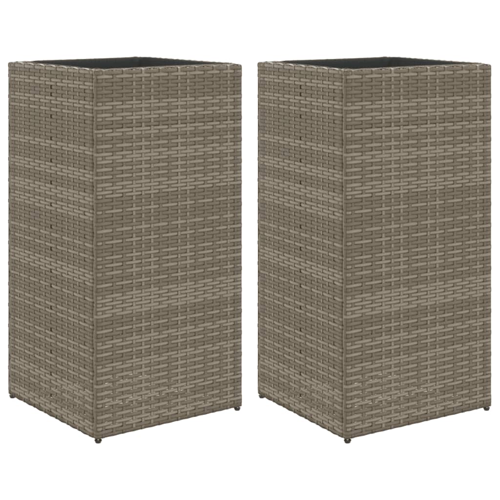 plantekasser 2 stk. 40x40x80 cm polyrattan grå