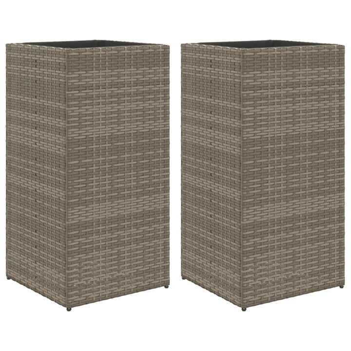plantekasser 2 stk. 40x40x80 cm polyrattan grå