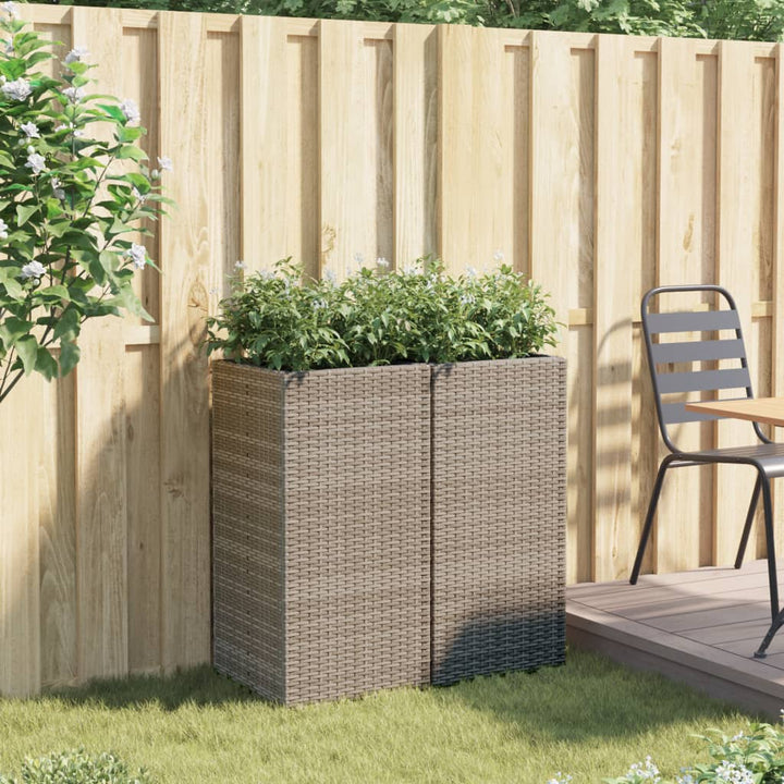 plantekasser 2 stk. 40x40x80 cm polyrattan grå
