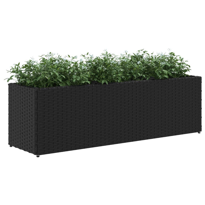 plantekasser 2 stk. med 3 potter 105x30x32 cm polyrattan sort