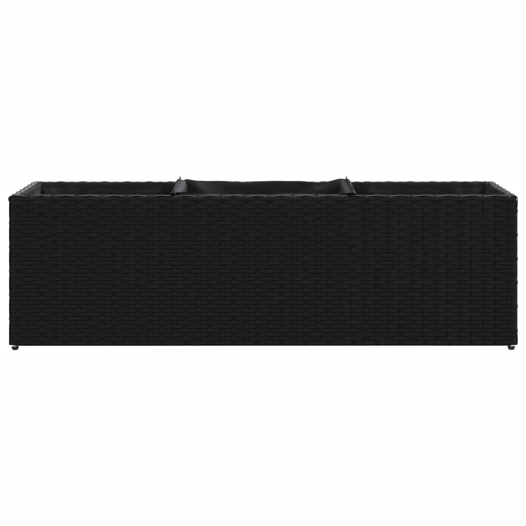 plantekasser 2 stk. med 3 potter 105x30x32 cm polyrattan sort