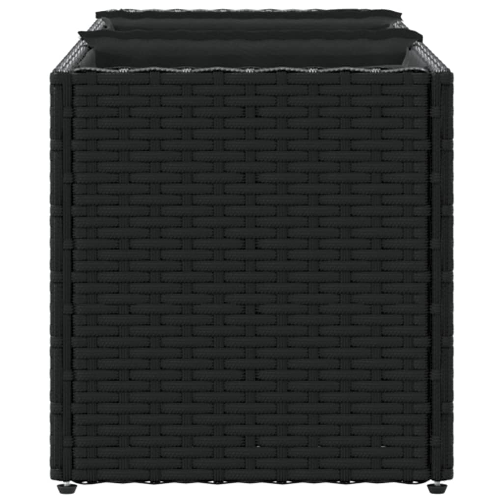 plantekasser 2 stk. med 3 potter 105x30x32 cm polyrattan sort