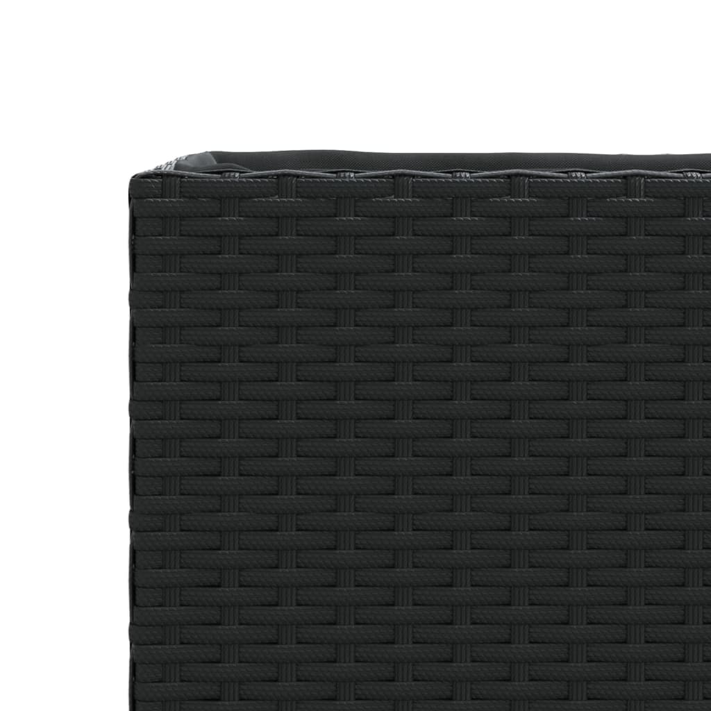 plantekasser 2 stk. med 3 potter 105x30x32 cm polyrattan sort