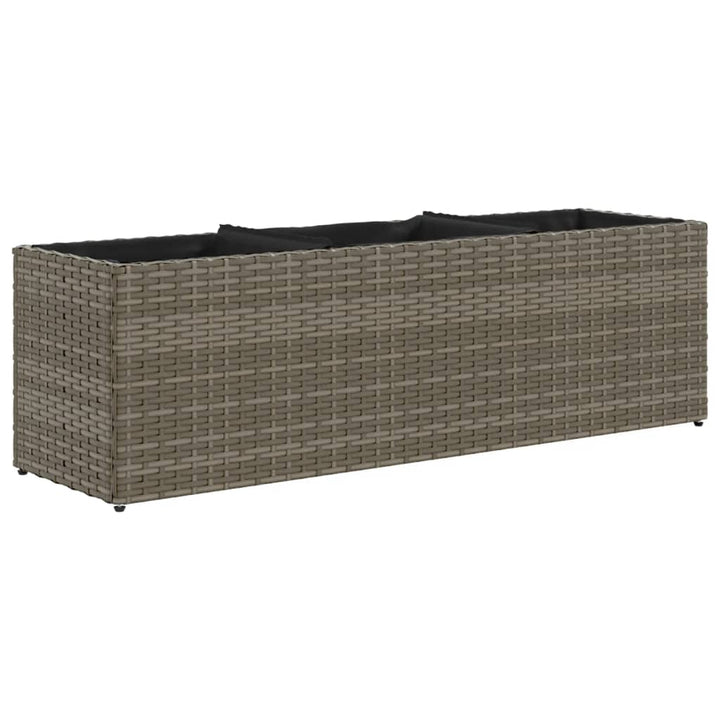plantekasser 2 stk. med 3 potter 105x30x32 cm polyrattan grå