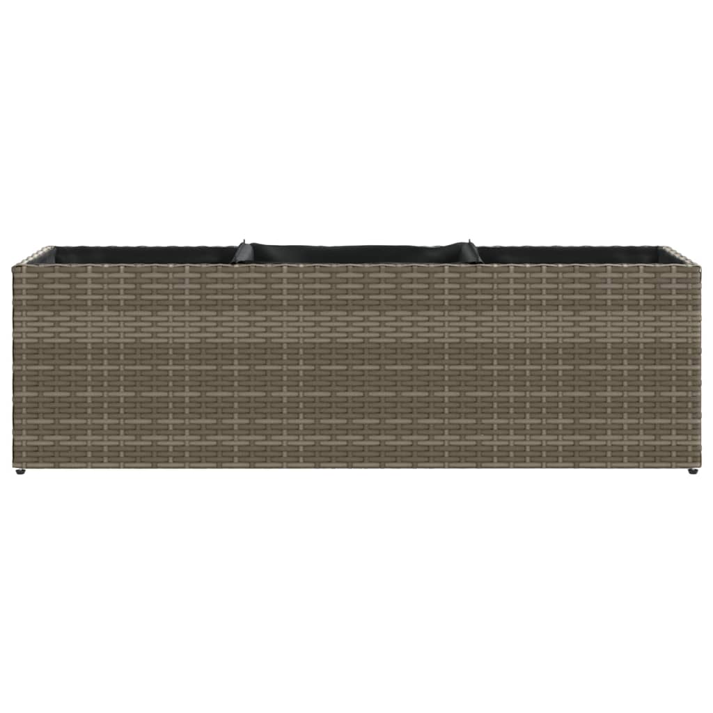 plantekasser 2 stk. med 3 potter 105x30x32 cm polyrattan grå