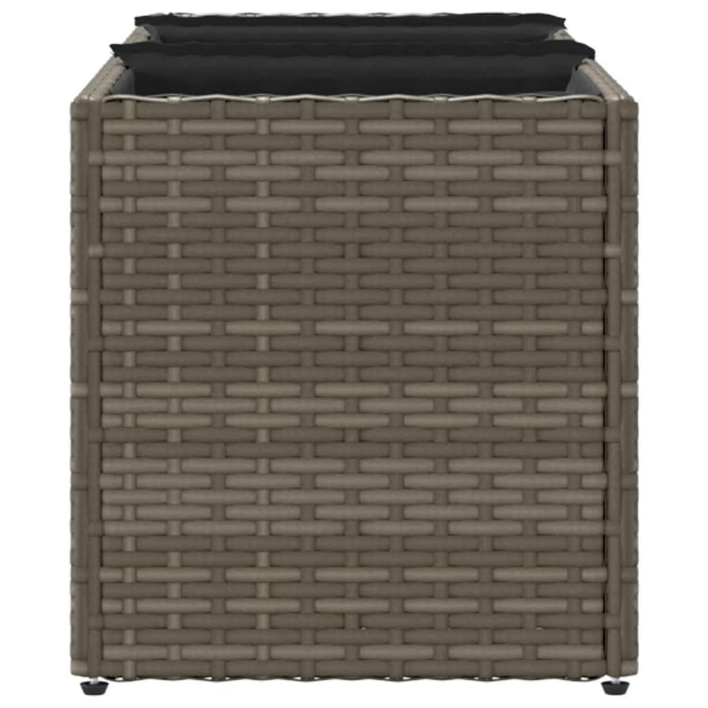 plantekasser 2 stk. med 3 potter 105x30x32 cm polyrattan grå