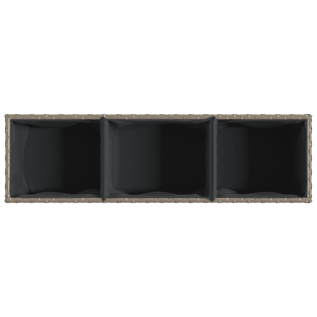 plantekasser 2 stk. med 3 potter 105x30x32 cm polyrattan grå