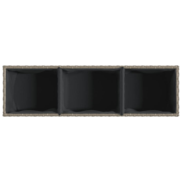 plantekasser 2 stk. med 3 potter 105x30x32 cm polyrattan grå