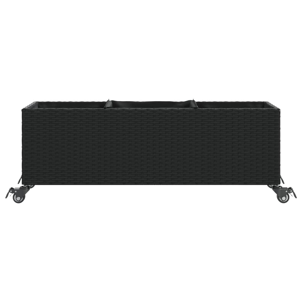plantekasser 2 stk. med hjul 107x32x38 cm polyrattan sort