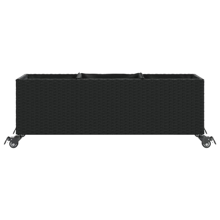 plantekasser 2 stk. med hjul 107x32x38 cm polyrattan sort