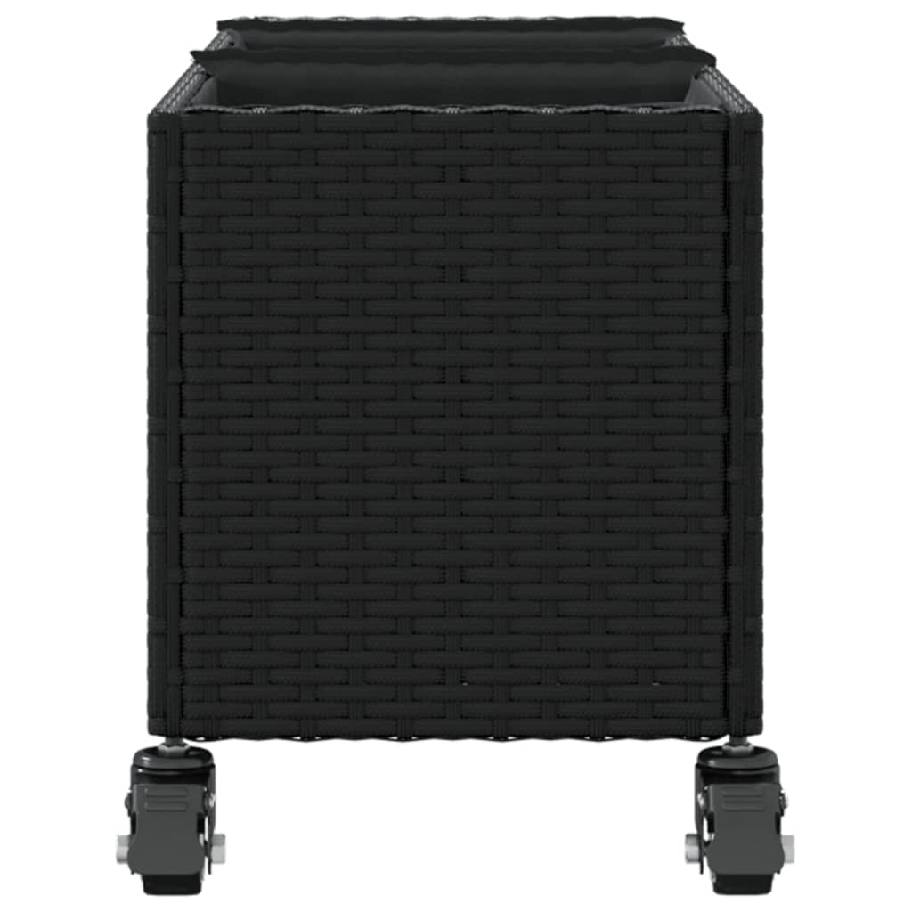 plantekasser 2 stk. med hjul 107x32x38 cm polyrattan sort