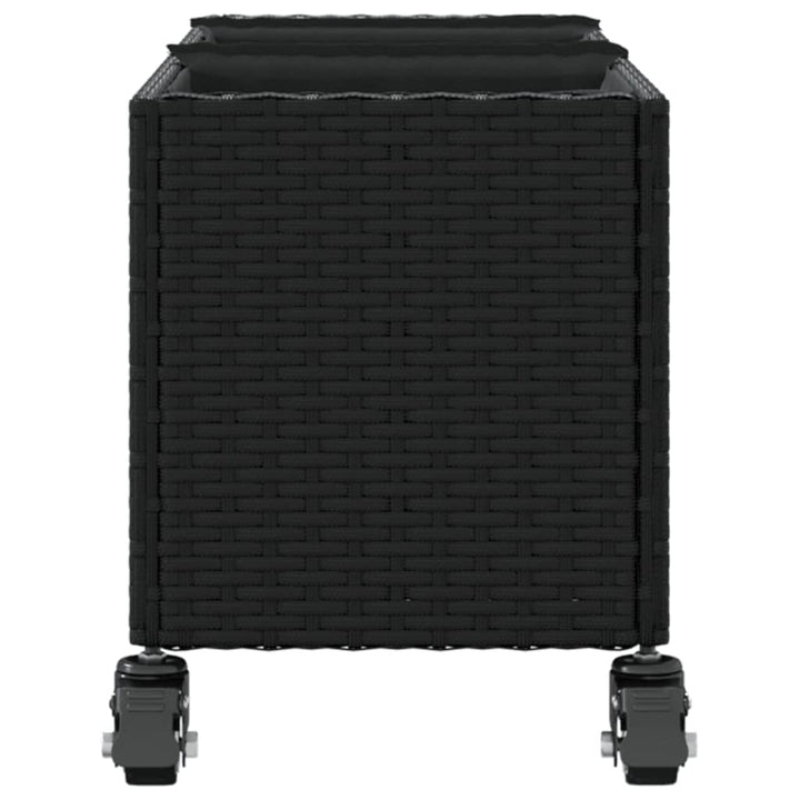 plantekasser 2 stk. med hjul 107x32x38 cm polyrattan sort