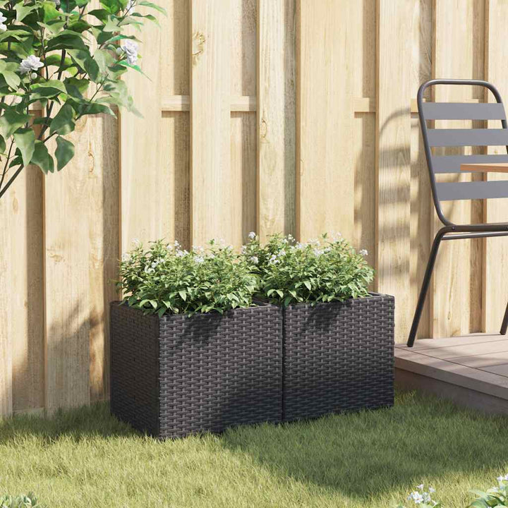 plantekasser 2 stk. 36x30x32 cm polyrattan sort
