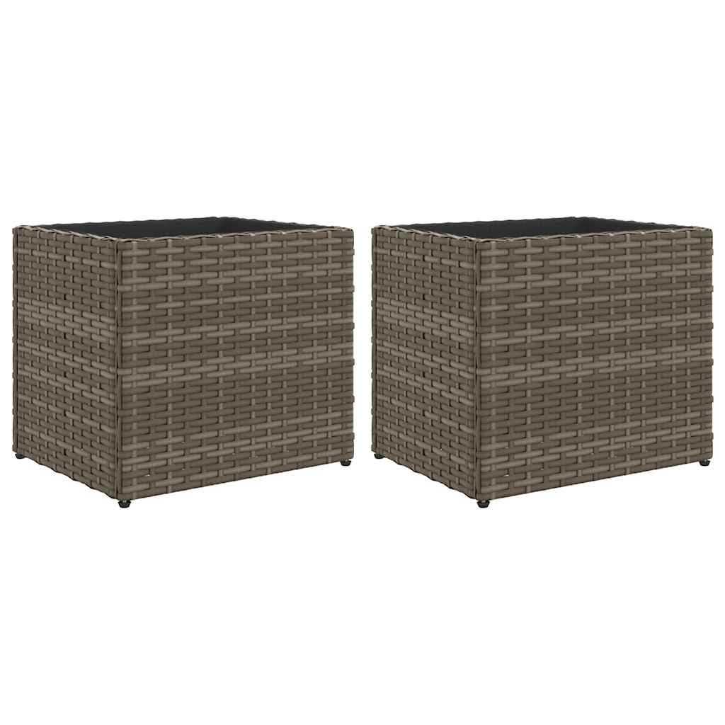 plantekasser 2 stk. 36x30x32 cm polyrattan grå