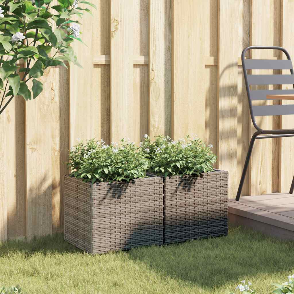 plantekasser 2 stk. 36x30x32 cm polyrattan grå