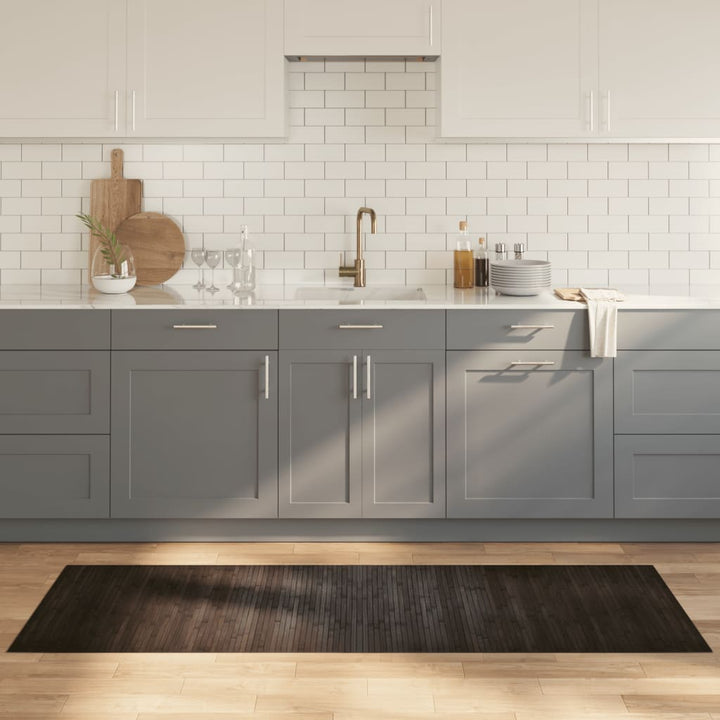 gulvtæppe 70x200 cm rektangulær bambus mørkebrun