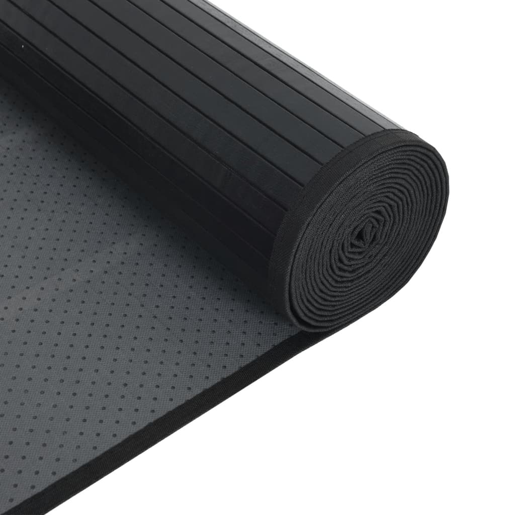 gulvtæppe 70x200 cm rektangulær bambus sort