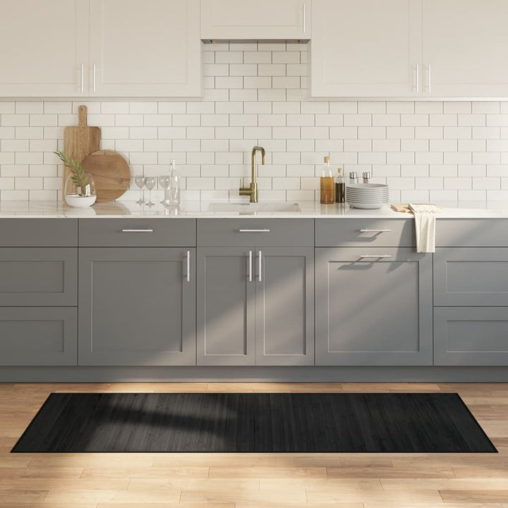 gulvtæppe 70x200 cm rektangulær bambus sort