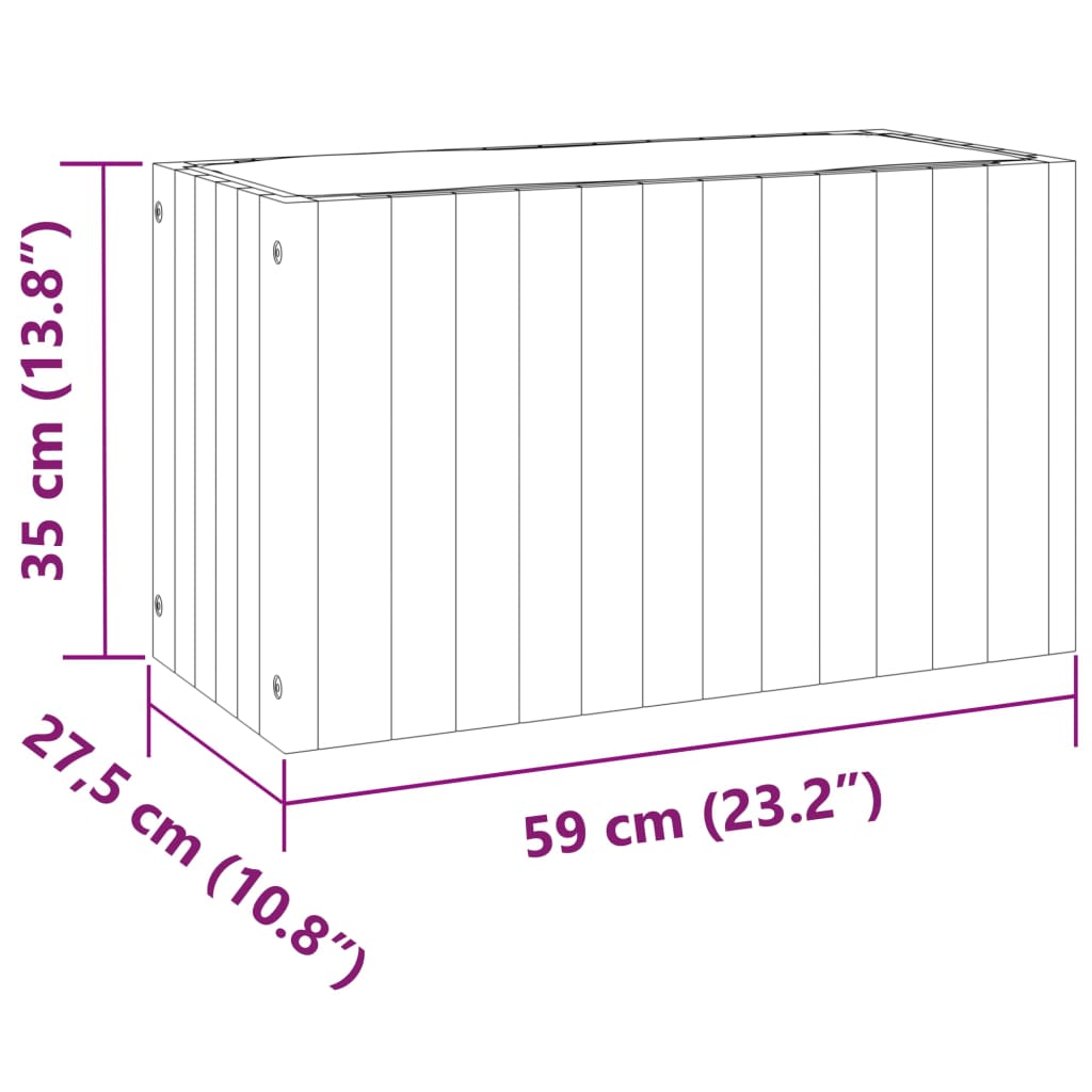 plantekasse 59x27,5x35 cm massivt akacietræ