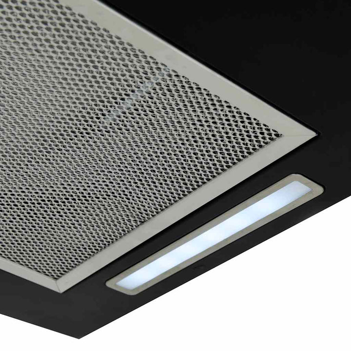 frithængende emhætte med touch-sensor og LCD-skærm hærdet glas