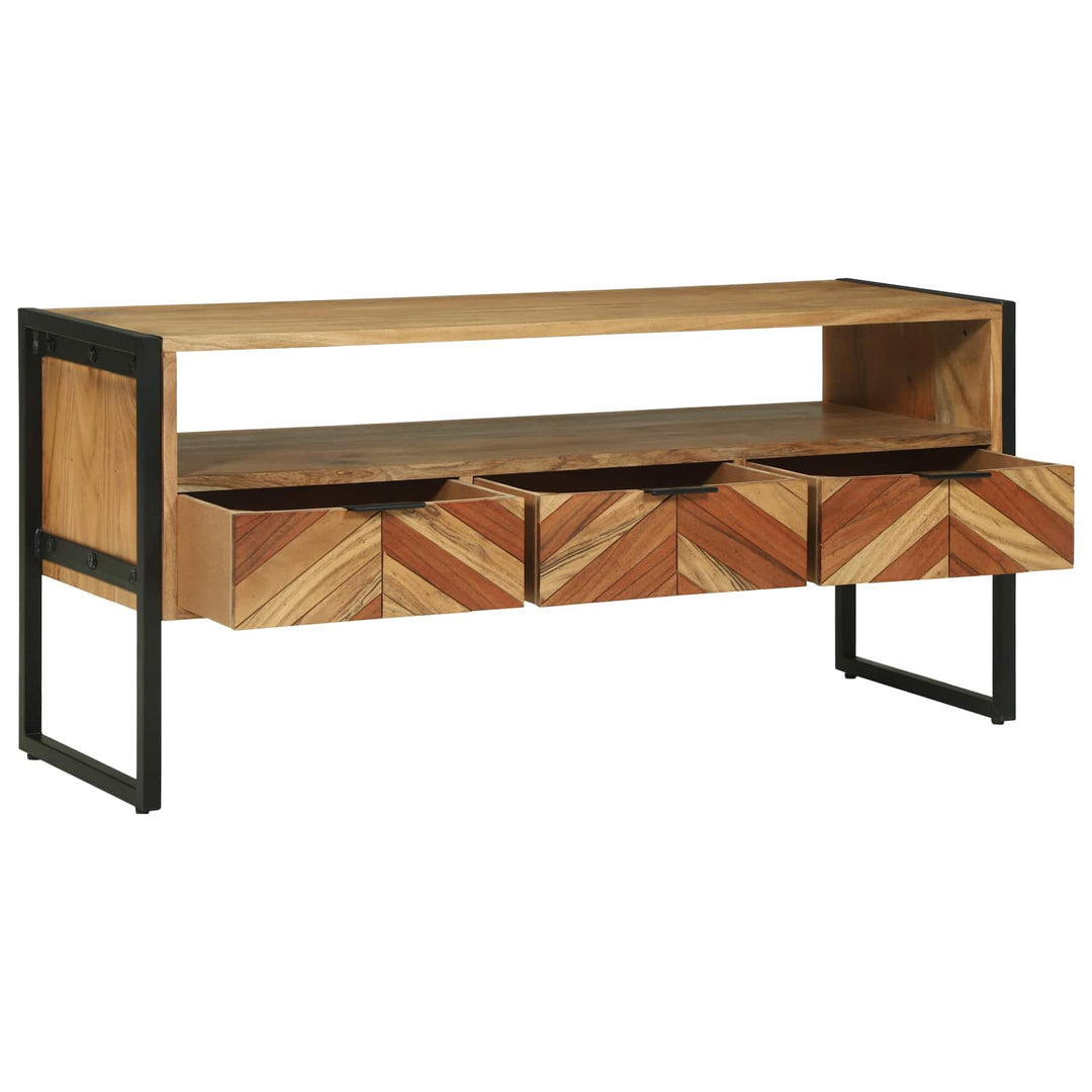 TV-skab med skuffe Brun 100 x 35 x 50 cm Massivt Akacietræ