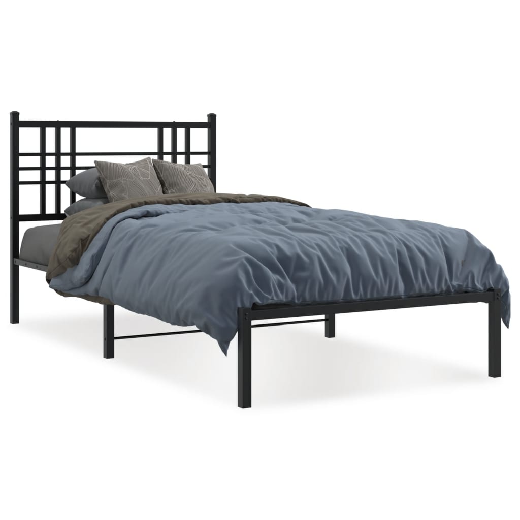 sengeramme med sengegavl 90x200 cm metal sort