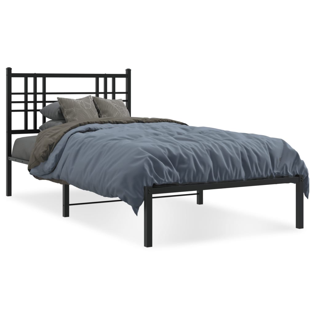 sengeramme med sengegavl 100x200 cm metal sort