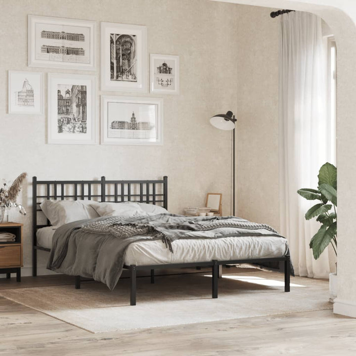 sengeramme med sengegavl 135x190 cm metal sort