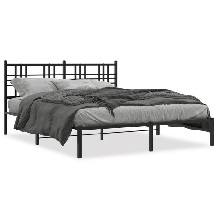 sengeramme med sengegavl 150x200 cm metal sort