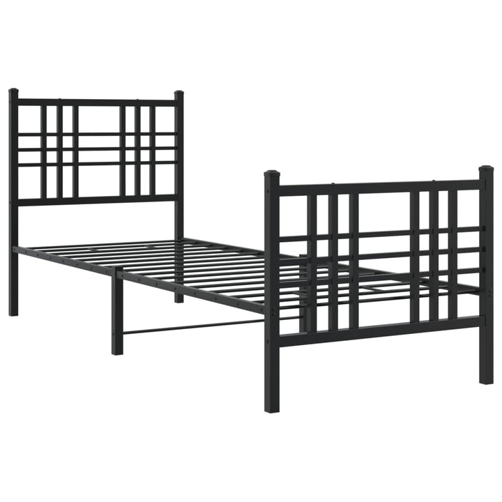 sengeramme med sengegavl og fodgærde 75x190 cm metal sort
