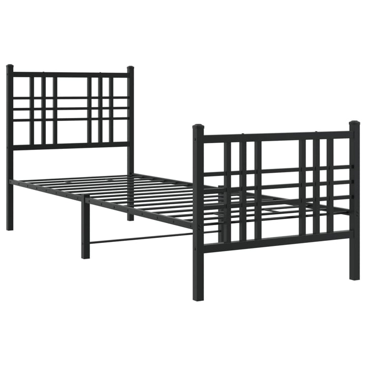 sengeramme med sengegavl og fodgærde 80x200 cm metal sort