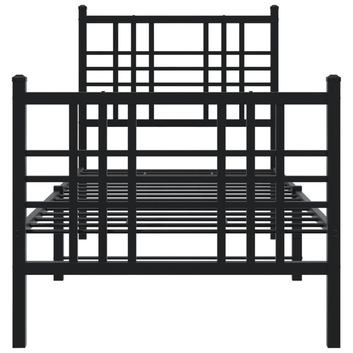 sengeramme med sengegavl og fodgærde 80x200 cm metal sort