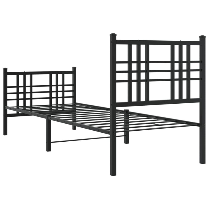 sengeramme med sengegavl og fodgærde 80x200 cm metal sort