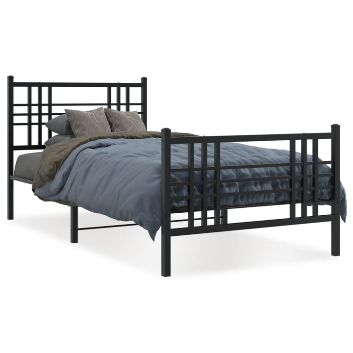 sengeramme med sengegavl og fodgærde 90x190 cm metal sort