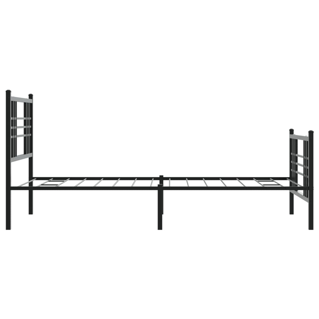sengeramme med sengegavl og fodgærde 90x190 cm metal sort