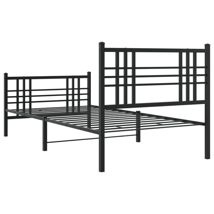 sengeramme med sengegavl og fodgærde 90x190 cm metal sort