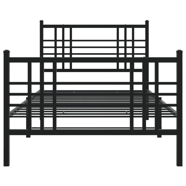 sengeramme med sengegavl og fodgærde 100x190 cm metal sort