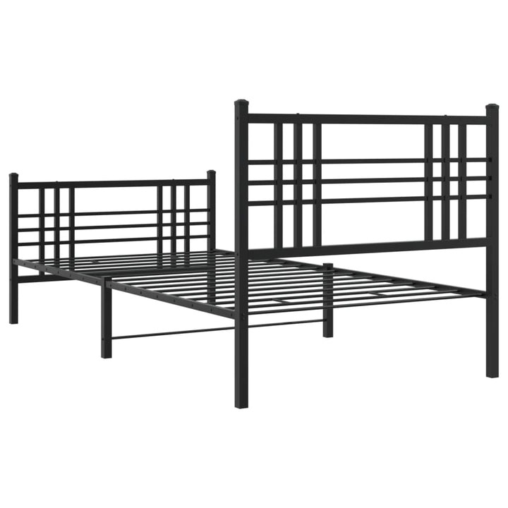 sengeramme med sengegavl og fodgærde 100x190 cm metal sort